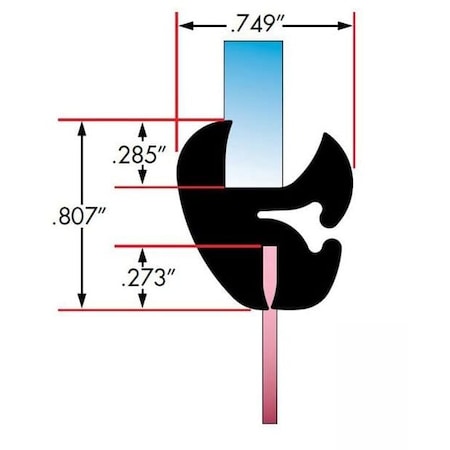 Fairchild Industries Two Piece Rubber Glass Sealing Weatherstrip, 25Ft, Each, 0667-25-L 0667-25-L